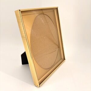Vintage Gold Metal Picture Frame 8x10 Oval Mat Tabletop Wall Mount Brass Tone